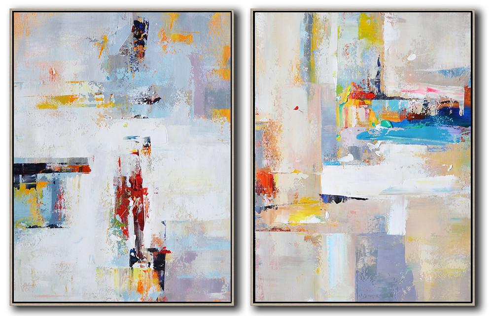Hand-painted Set of 2 Contemporary Art on canvas - Art Prints For Sale Large